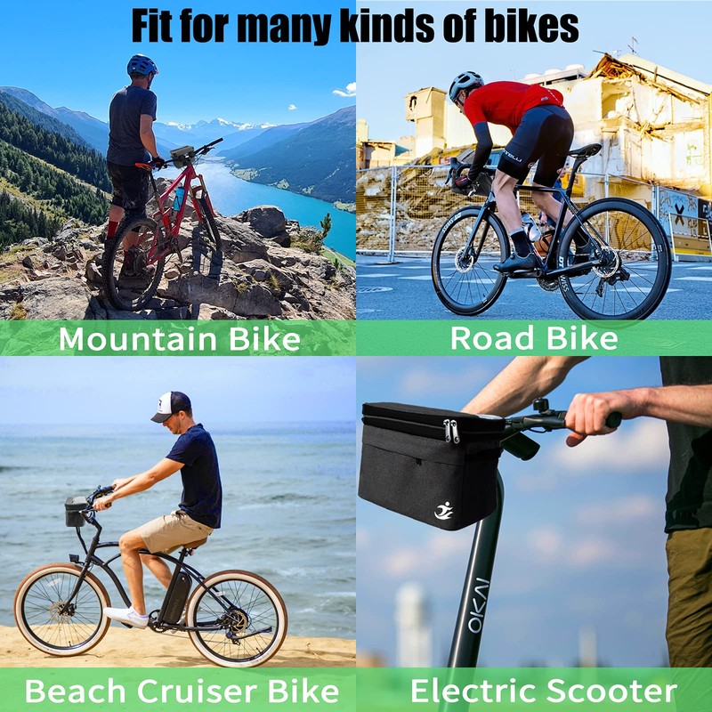 MKYRLX Bicycle Handlebar Bag, Insulated Lunch Bag, Portable with Touchscreen