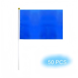 50 Packs Blue Small Flags on Sticks Hand Waving Flag Hand Held Small Mini Solid Flag Small DIY Mini Flag On Stick Party Garden Decorations Outdoor Decorations 14 * 21cm/5.5 * 8.2in