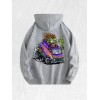 Monster Flame Van Graphic Hoodie 100% Cotton US Warehouse 7
