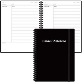 Yaridar A4 Cornell Notes Notebook - Spiral Cornell Notebooks for Note Taking, Subject College Ruled Notebook Steno Pads for Office/School/College/Home, 8.5" x 11", Black