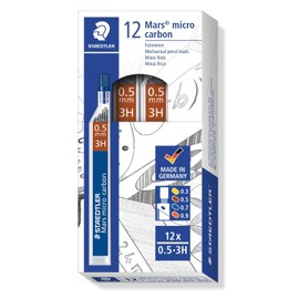 Staedtler Mars Micro 0.5 mm 3H Refill Lead for Mechanical Pencils (Pack of 12 Tubes)