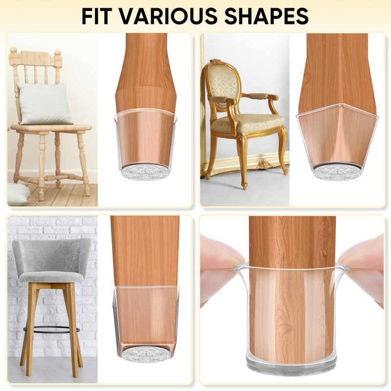 BALEINE Silicone Chair Leg Floor Protectors, Stool Leg Protectors Cap,