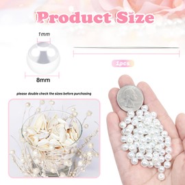 TOAOB 500 Pieces 8 mm Glass Beads Round White Loose Beads for Jewellery Making