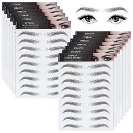 12 Sheets 4D Hair-Like Waterproof Eyebrow Tattoos Stickers Eyebrow Transfers Stickers Grooming Shaping Eyebrow Sticker for Women and Girls (2 Style) (Simple Style)