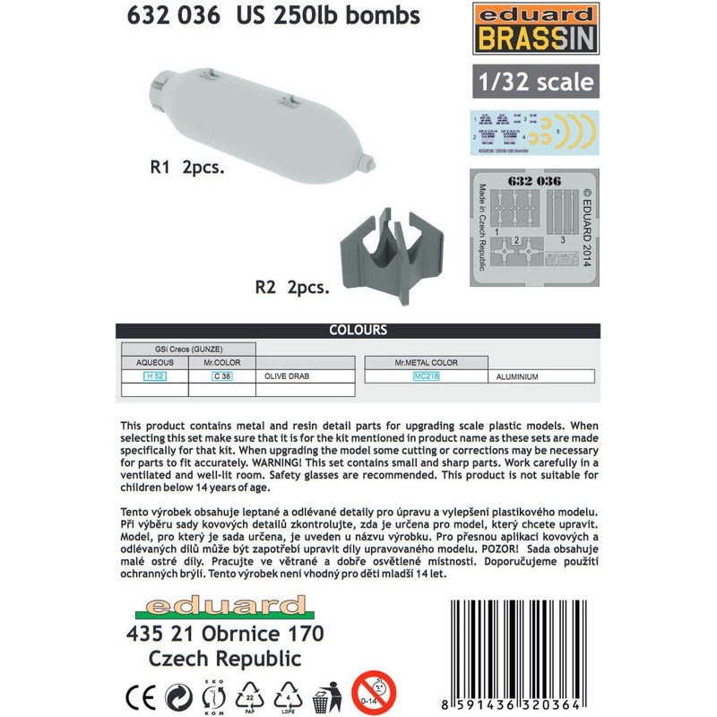 edexyuarudo 1/32 US Military 250 lb. Bombs X 2 