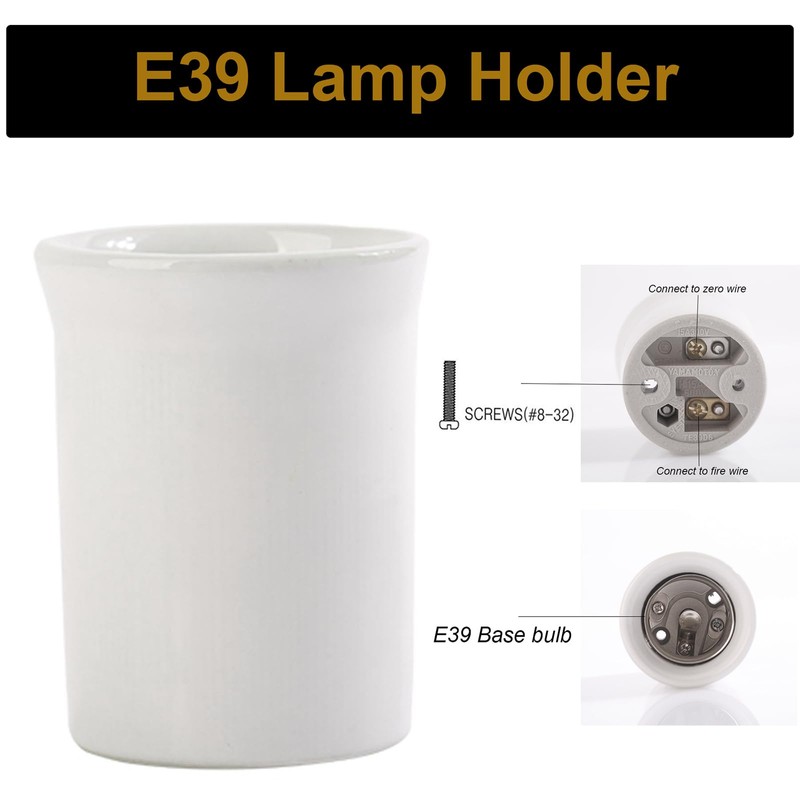 TWDRTDD E39 Mogul Base Light Socket, Porcelain Lampholder, Waterproof E39