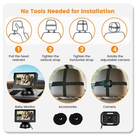 Upriding Baby Car Monitor with Camera - Car Seat Mirror Replacement for Rear-Facing Infant, Real-Time Rear View with Night Vision, Wide Angle, Easy Installation, for All Vehicles