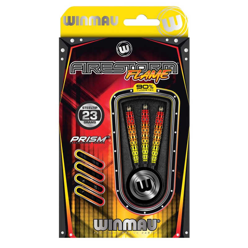 WINMAU Firestorm Flame 23 Gram Professional Tungsten Darts Set with
