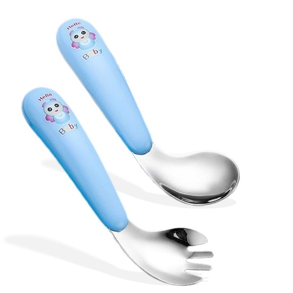 UEIOAVL Toddler Cutlery Sets 1 Curved Spoon + 1 Curved
