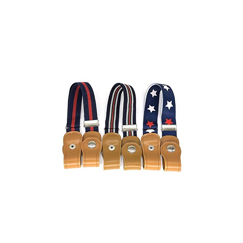 3 Pieces Kids No Buckle Stretch Belt Adjustable Toddler Belt