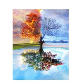 WOZUIBAN Puzzle 1000 Pieces Wooden Puzzle DIY Four Seasons Tr Ee Scenery Abstract Modern Home Decor Wall Art Intelligence Game Unique Gift