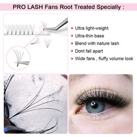 Fan Eyelash Extensions, 4D-0.10-15, Short, Ready-Made Volume Eyelashes, 0.10 D Curl (4D-0.10.15 mm)