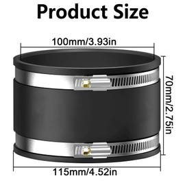 NCCHDZSW Flexible Rubber Sleeve 100 mm Pipe Connector with Stainless Steel Clamps Pipe Connector for Pipe Fan Flexible Rubber Sleeve Rubber Coupling for PVC and Stainless Steel Rubber Sleeve Flexible