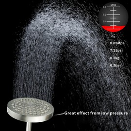 Voolan High Pressure Rain Shower Head - Luxury Modern Look - The Perfect Adjustable Replacement For Your Bathroom Showerhead - Comfortable Shower Experience Even at Low Water Flow (6” Brushed Nickel)