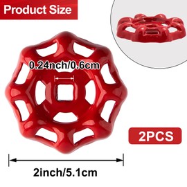 Isslly 2 pcs Outdoor Faucet Handles, Round Wheel Water Spigot Handle with 0.24 Inch Square Stem Hole, Rustproof Hose Bib Handle, Faucet Garden Valve Accessories for Replacement, Repair - Red