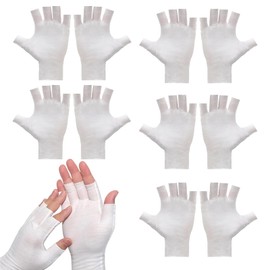 5 Pairs of White Fingerless Gloves, Cotton Gloves for Night Care and Spa, Soft and Breathable for Dry Skin, Size 7.49in