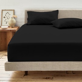 RELIANCE Bedding Luxury 400 Thread Count 40cm Extra Deep Small Double Fitted Sheets 100% Egyptian Cotton Corner Elastic Deep Fitted Bed Sheets 4FT– Hypoallergenic & Breathable Cotton Fitted Sheet