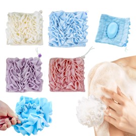 4 Pcs Bath Loofah Sponge Set, Large Mesh Shower Pouf Balls for Gentle Exfoliation & Rich Lather, Soft Body Scrubber for Smooth Skin, Ideal for Men & Women