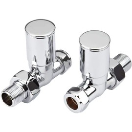 iBathUK | Modern Chrome Straight Towel Radiator Valves 15mm Central Heating Taps RA02S