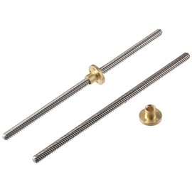 FEIYING 2pcs 200mm Tr8X2 Lead Screw with T8 Brass Nut for 3D Printer Machine Z Axis,3D Printer DIY Accessories T-Type T8 Screw Stepper Motor Screw trapezoidal Screw