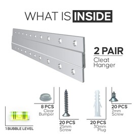 Versatile 12 inch 2 Pairs French Cleat Hanger Heavy Duty - Mirror Mounting Hardware - Aluminium French Cleat Picture Hanger Bracket - Hang with Confidence Using French Cleat (Supports Upto 80 lbs)