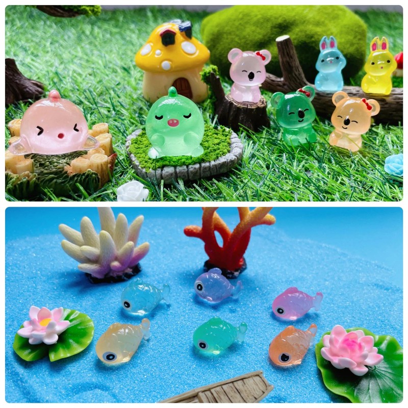 Alshurlife Luminous Mini Resin Animals 60 Pcs Dinosaur Glow in