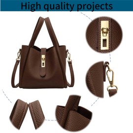 Trendy Bucket Crossbody Bag for Women Designer Handbags women Tote Bag for Women Shoulder bag with Cute Cherry Bag pendant (Coffee)