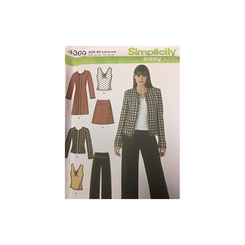 Simplicity Sewing Pattern 4369 Skirt, Jacket, Coat, Top, Size K5