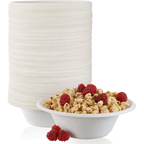 ORGA ECO-FRIENDLY Extra Strength White Disposable Bagasse Bowl (No of Bowl-50, 450ML)