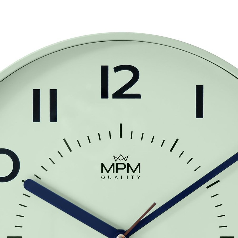 MPM Quality Design Plastic Wall Clock, Green, Large Arabic Numerals,