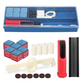 20-in-1 Billiard Repair Kit Cue Tip Repair Tool Billiard Chalk Pool Cue Tips Cue Stick Ferrules Cue Tip Clamp Cue Tip Trimmer Included QIUNI