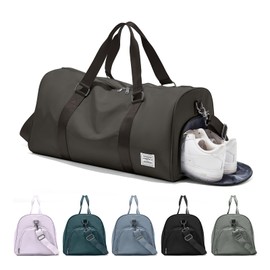 Gym Bag for Women Men with Shoe Compartment,Small Travel Duffle Bags for Traveling Overnight Weekender Bag Personal Item Travel Bag Large Sport Bag Workout Bag Coffee Brown