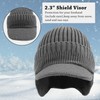 PESAAT Thick Men Knit Visor Winter Warm Adult Earflap Beanie