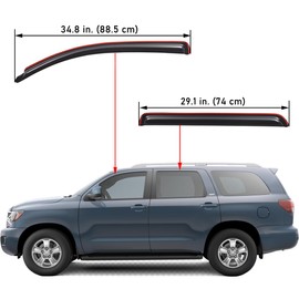 Lightronic Extra Durable Clip-on in-Channel Auto Vent Window Visor, Fits 2008-2022 Toyota Sequoia, UV Protection Rain Guard, Original Wind Deflector, No-Drill Easy Install, Dark Smoke, 4-Pcs