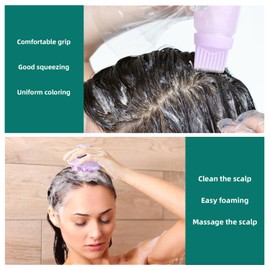 Asphodelia 4PCS Root Comb Applicator Bottle and 2PCS Scalp Massager,Hair Dye Brushroot Comb Squeeze Applicator Bottles for Salon Hair Coloring Dyeing Scale、home DIY Use with a Shortie Makeover Bib