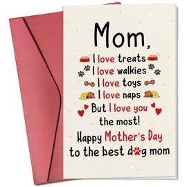 Pawzity Mothers Day Card for Mom from Dog - Funny Dog Mom Mothers Day Cards for Her, Women - Cute Happy Dogs Moms Gifts for Mother's Days, Puppy Adoption Day - Single 5.3''x 8'' Folded Greeting Card