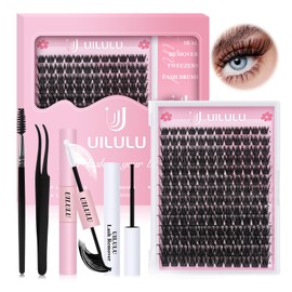 Uilulu Lash Clusters kit 8-18mm DIY Eyelash Extension Kit 168 Natural Lash Clusters 0.07D D Curl Wispy Individual Eyelash Clusters False Lashes Eye Lash Extension Lash Kits Extensions Kit