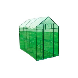 Walk-in Greenhouse with 2 Shelves | Outdoor Indoor Green House | Plastic Plant Green House for Outside Garden Patio Backyard Yard | Green PVC with Powder-Coated Steel Frame 94" x 47" x 75"