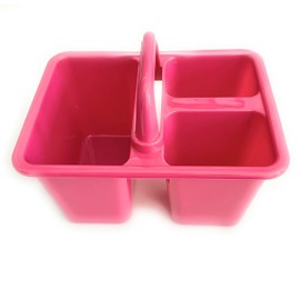 Greenbrier Small Craft Caddy - Rustic Playful Pink Plastic School Supplies Organizer