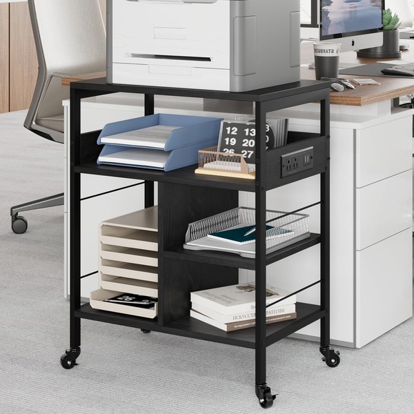 GAOMON Printer Stand, Large Printer Table with Power Outlets and
