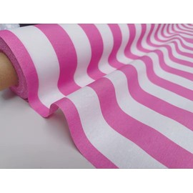 Sofia Stripe Teflon-Coated Outdoor & Indoor Canvas Fabric – Water Resistant Bold Stripes – 140cm Wide Material for Cushions, Deck Chairs, Tablecloths, Gazebos, Crafts (Pink & White, 1 Metre)