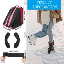 HDFCLUP 2 Pcs Skating Bag Set Ice Skate Blade Covers Ice Skating Guards and Roller Skates Bag Roller Skate Accessories Roller Skate Bag for Kids Men Women Adults (Pink/L)