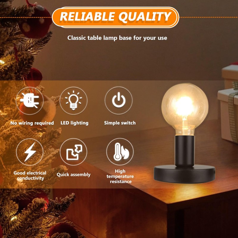 HUAREW Polished Metal Desktop Lamp Base, E26 E27 Screw Light
