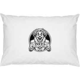 2 x 'Clown New Year 2025' Cotton Pillow Cases (PW00039424)