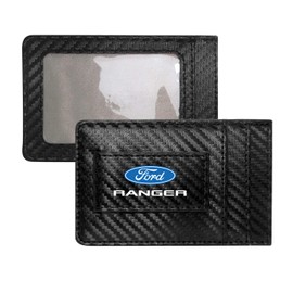 iPick Image Ford Ranger Black Carbon Fiber Leather Wallet RFID Block Card Case Money Holder, 4-3/8" x 2-3/4"