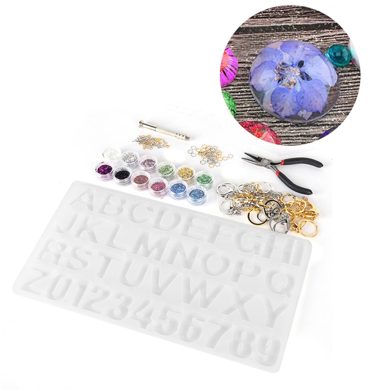 Crystal Epoxy Mold Kit DIY Alphabet Number Silicone Mould Necklace
