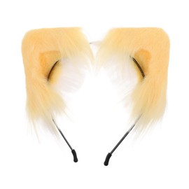 TOVINANNA Fluffy Cute Cat Ears Headband for Women Soft Fuzzy Hair Hoop for Face Washing Makeup Durable Cosplay Accessory and Fun Skincare Hairband Yellow Plush Animal Ear Decoration