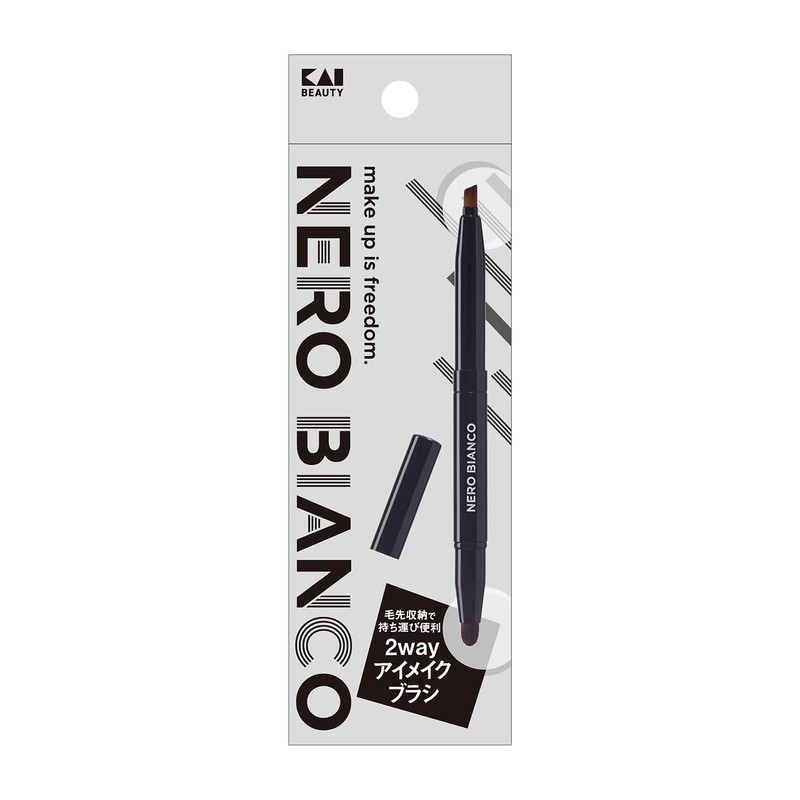 Kai NEROBIANCO KQ3504 2-Way Eye Makeup Brush, Wide, Fine, With