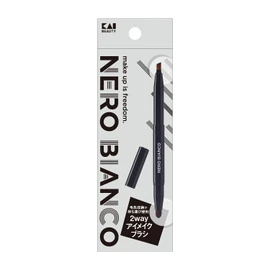 Kai NEROBIANCO KQ3504 2-Way Eye Makeup Brush, Wide, Fine, With Cap, Slide Type, For Men and Women