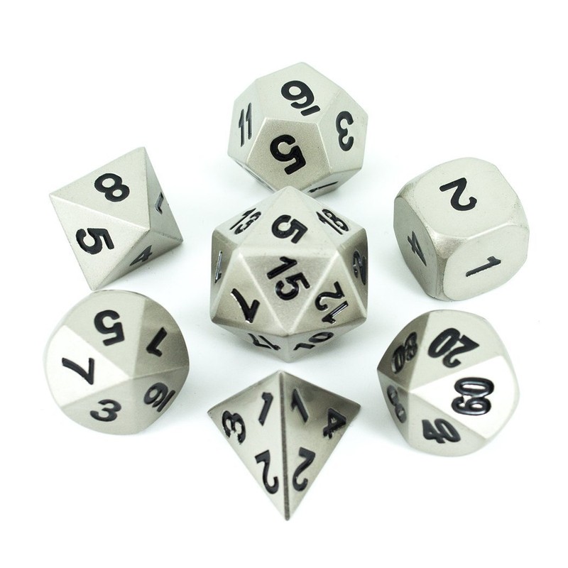 Paladin Roleplaying Silver Metal DND Dice - Full Polyhedral Set